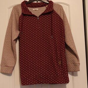 Maurices XL Burgundy and Cream Colored Pull Over